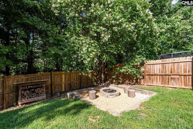 116 Harmon Creek Ct, Lexington, SC 29072 - view of yard with an outdoor fire pit and a patio