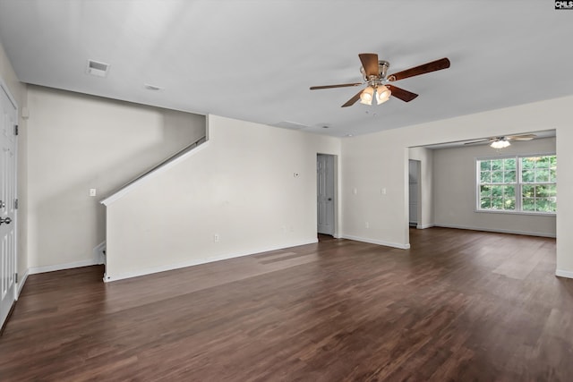 116 Harmon Creek Ct, Lexington, SC 29072 - unfurnished living room with a ceiling fan, stairs, wood finished floors, and baseboards