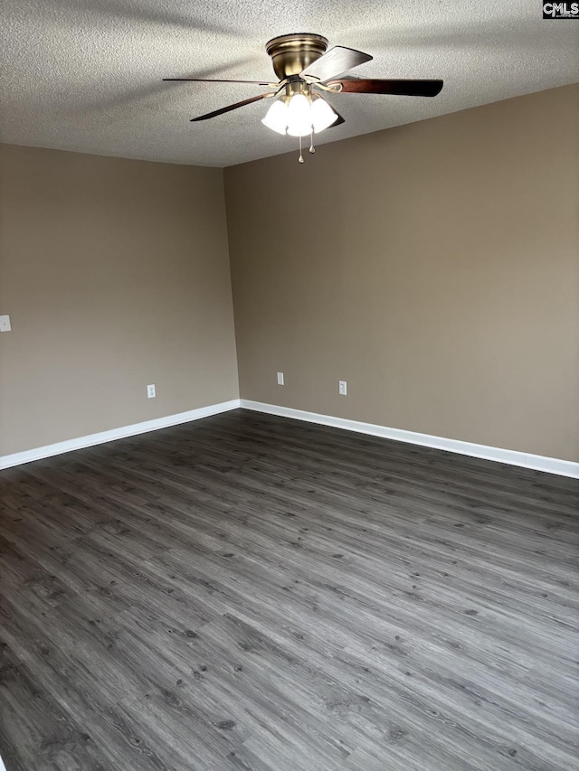 6 Bradley Ct Unit B, Cayce, SC 29033 - unfurnished room featuring a ceiling fan, dark wood-type flooring, a textured ceiling, and baseboards
