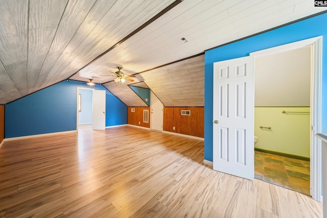 108 Commonwealth Ct, Lexington, SC 29073 - bonus room with baseboards, ceiling fan, wood finished floors, wood ceiling, and vaulted ceiling