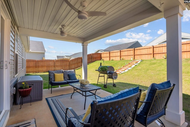 1020 Cameron Ridge Dr, Columbia, SC 29209 - view of patio / terrace with a ceiling fan, outdoor lounge area, and a grill