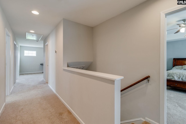 145 Decoy Ct, Sumter, SC 29145 - corridor with carpet floors, an upstairs landing, attic access, baseboards, and recessed lighting