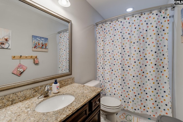 145 Decoy Ct, Sumter, SC 29145 - full bathroom featuring toilet, vanity, and a shower with curtain