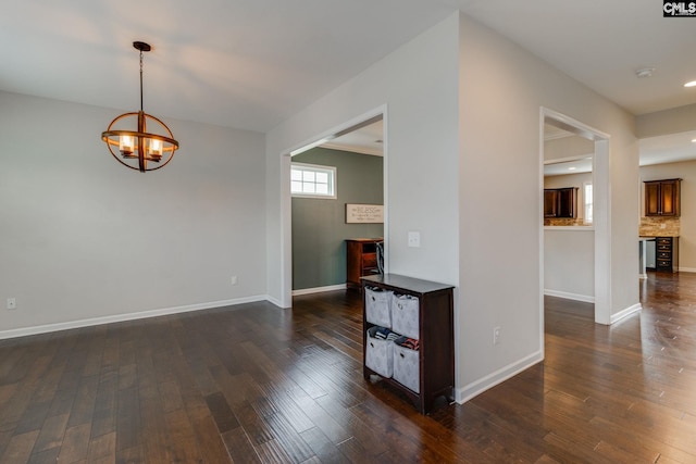 145 Decoy Ct, Sumter, SC 29145 - interior space featuring a chandelier, dark wood-style floors, baseboards, and recessed lighting