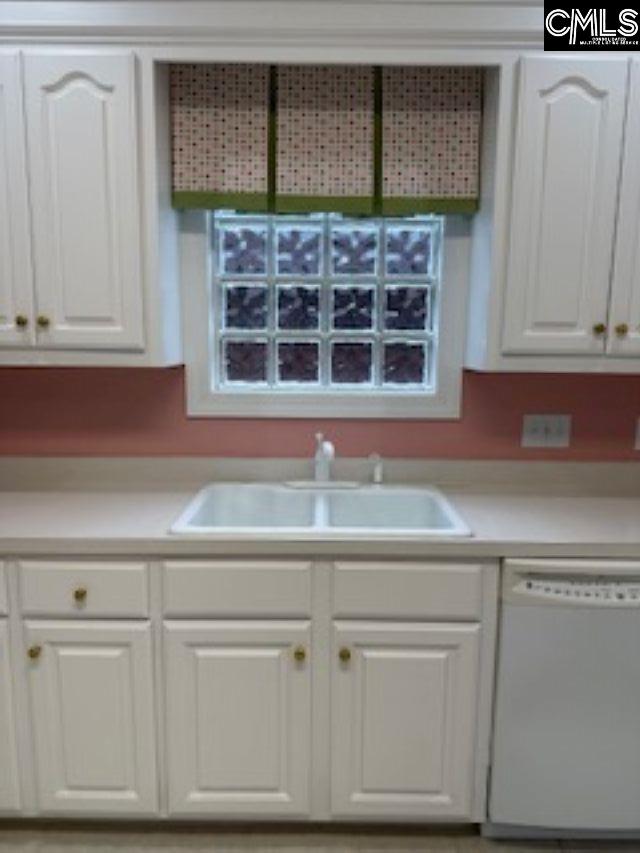 117 York Commons, Lexington, SC 29072 - kitchen with white dishwasher, a sink, light countertops, and white cabinets
