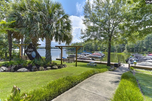 217 Tattlers Trl, Irmo, SC 29063 - view of grassy yard featuring a water view and a boat dock