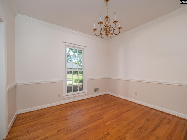 117 Falmouth Rise Rd, Columbia, SC 29229 - spare room with a chandelier, wood finished floors, baseboards, and ornamental molding