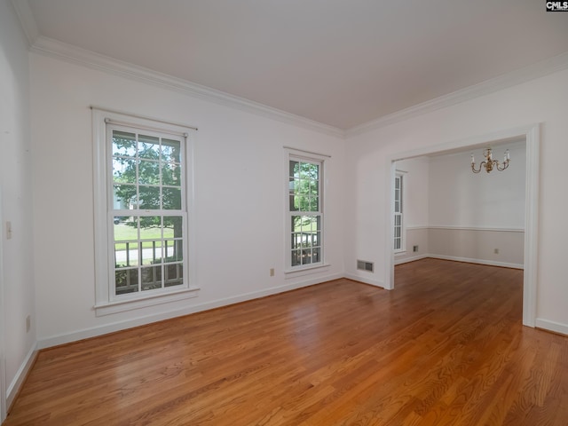 117 Falmouth Rise Rd, Columbia, SC 29229 - empty room featuring a chandelier, plenty of natural light, ornamental molding, light wood-type flooring, and baseboards
