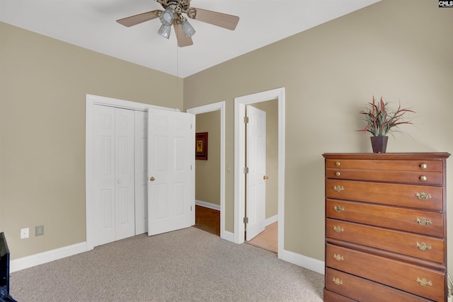 175 Stoney Pointe Dr, Chapin, SC 29036 - bedroom with light carpet, a closet, baseboards, and ceiling fan