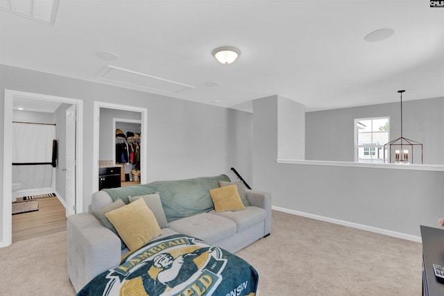 1051 Ashcroft Cir, Columbia, SC 29229 - living area featuring attic access, carpet floors, and baseboards