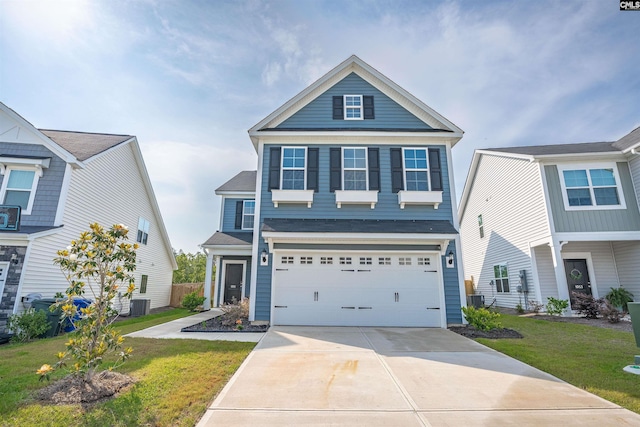 1051 Ashcroft Cir, Columbia, SC 29229 - traditional home with driveway, a front lawn, an attached garage, and central AC unit
