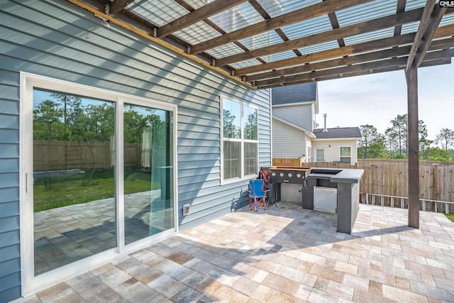 1051 Ashcroft Cir, Columbia, SC 29229 - fenced backyard with a patio and an outdoor kitchen
