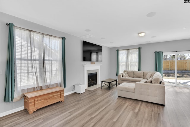 1051 Ashcroft Cir, Columbia, SC 29229 - living room with light wood-style flooring, a fireplace, and baseboards