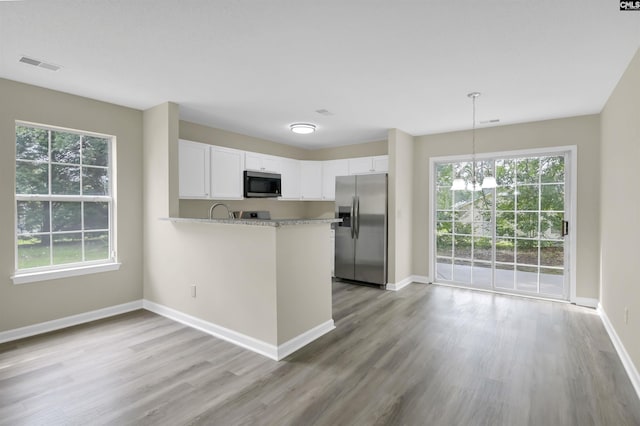 414 Fountain Lk, Columbia, SC 29209 - kitchen featuring appliances with stainless steel finishes, light wood-style flooring, and plenty of natural light