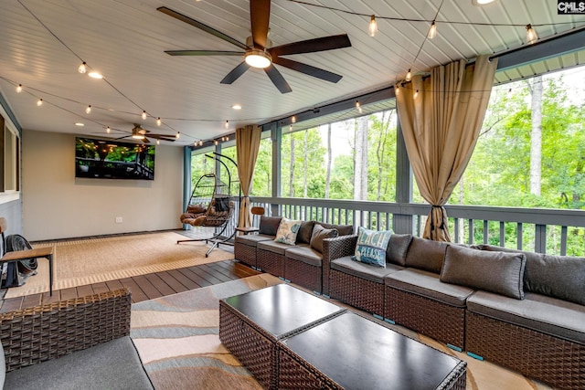 3308 Keenan Dr, Columbia, SC 29201 - sunroom featuring an outdoor hangout area, ceiling fan, and healthy amount of natural light