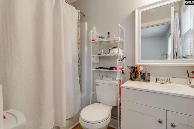 3308 Keenan Dr, Columbia, SC 29201 - bathroom with toilet, shower / bathtub combination with curtain, and vanity