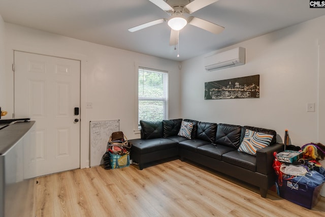 3308 Keenan Dr, Columbia, SC 29201 - living area with an AC wall unit, wood finished floors, and ceiling fan