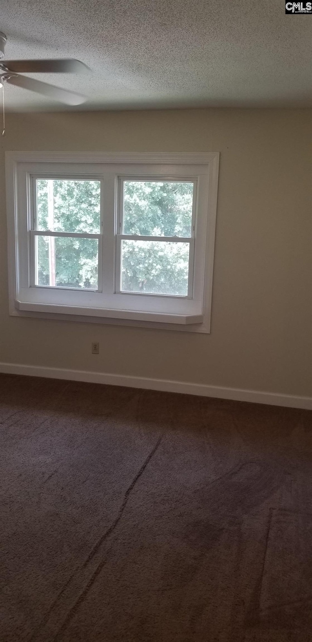 1801 Tall Pines Cir, Columbia, SC 29205 - carpeted empty room featuring a textured ceiling, a ceiling fan, and baseboards