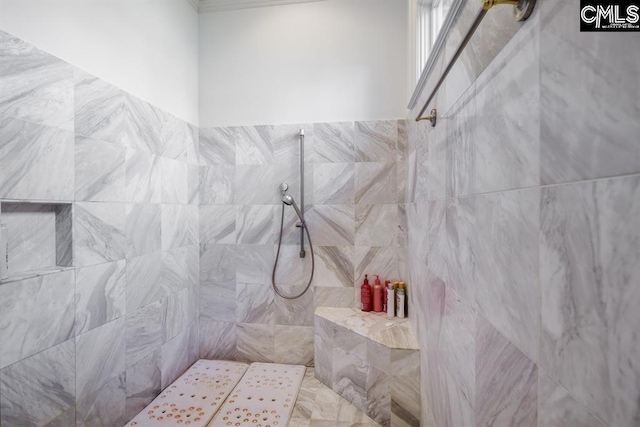 7021 Cleaton Rd, Columbia, SC 29206 - full bathroom with a tile shower and crown molding