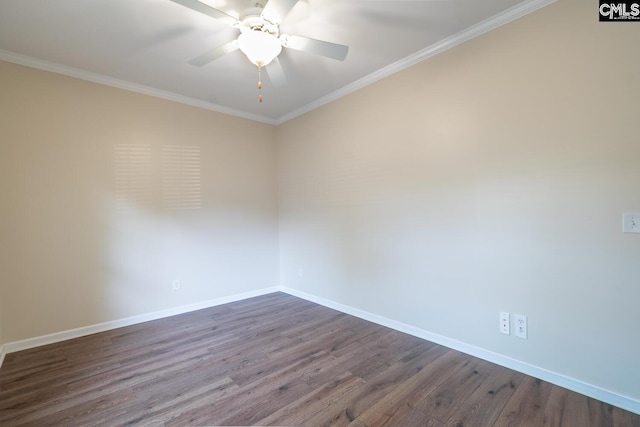 209 Windsor Trace Dr, Columbia, SC 29209 - unfurnished room featuring dark wood finished floors, crown molding, a ceiling fan, and baseboards