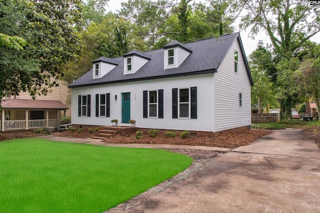 108 Bickleigh Rd, Irmo, SC 29063 - cape cod house featuring crawl space, a shingled roof, a front yard, and driveway