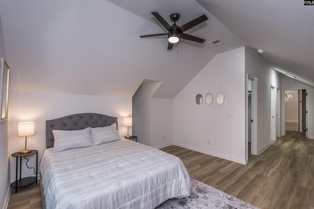 108 Bickleigh Rd, Irmo, SC 29063 - bedroom featuring lofted ceiling, wood finished floors, baseboards, and ceiling fan