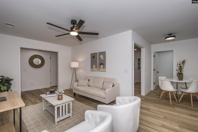 108 Bickleigh Rd, Irmo, SC 29063 - living area featuring light wood-type flooring, ceiling fan, and baseboards