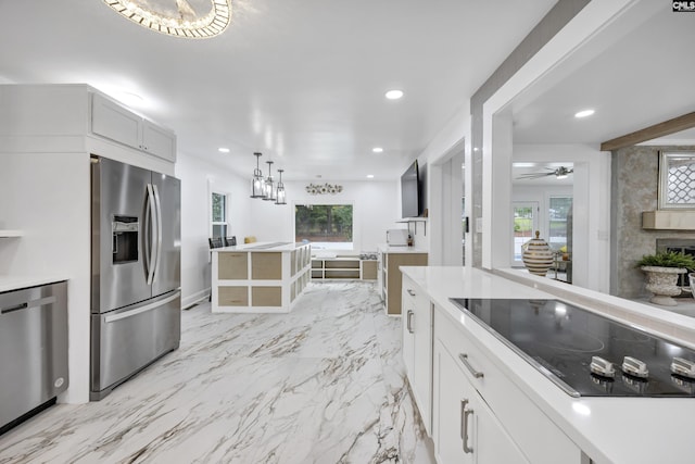 225 Park Shore Dr, Columbia, SC 29223 - kitchen featuring appliances with stainless steel finishes, recessed lighting, light countertops, and plenty of natural light