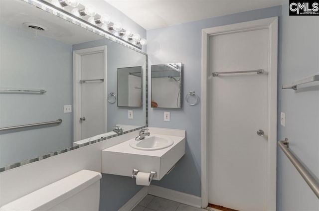 619 King St Unit 608, Columbia, SC 29205 - bathroom with tile patterned flooring, toilet, vanity, and baseboards