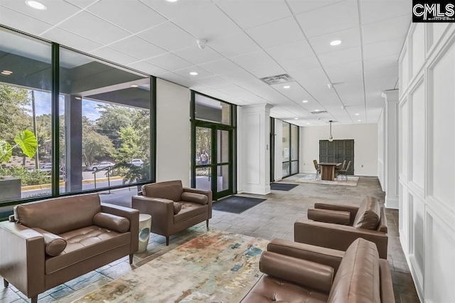 619 King St Unit 608, Columbia, SC 29205 - community lobby with floor to ceiling windows and recessed lighting