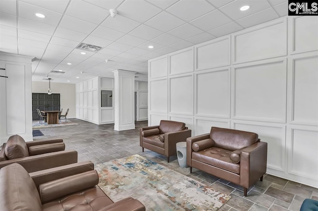 619 King St Unit 608, Columbia, SC 29205 - building lobby with a decorative wall and recessed lighting