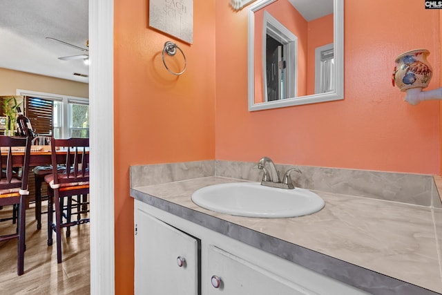 319 Graham St, West Columbia, SC 29169 - bathroom featuring vanity, a ceiling fan, and wood finished floors