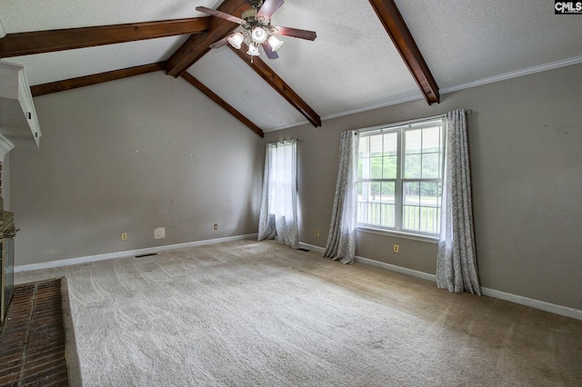 589 White Pines Cir, Camden, SC 29020 - unfurnished living room with ceiling fan, carpet, baseboards, and a textured ceiling