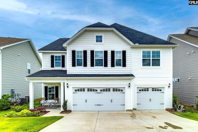 137 Brockway Dr, Columbia, SC 29229 - traditional home with a garage, concrete driveway, roof with shingles, and central AC unit