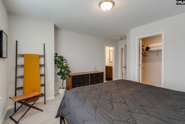 137 Brockway Dr, Columbia, SC 29229 - bedroom with light colored carpet, baseboards, connected bathroom, and a walk in closet
