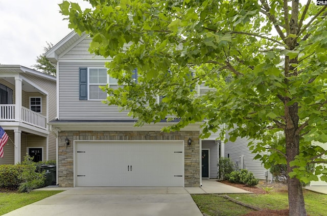 246 Harvest Glen Ln, West Columbia, SC 29169 - view of front of property with stone siding, a garage, and driveway