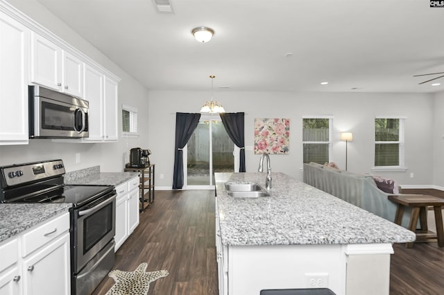 246 Harvest Glen Ln, West Columbia, SC 29169 - kitchen featuring stainless steel appliances, a sink, healthy amount of natural light, dark wood-style floors, and recessed lighting