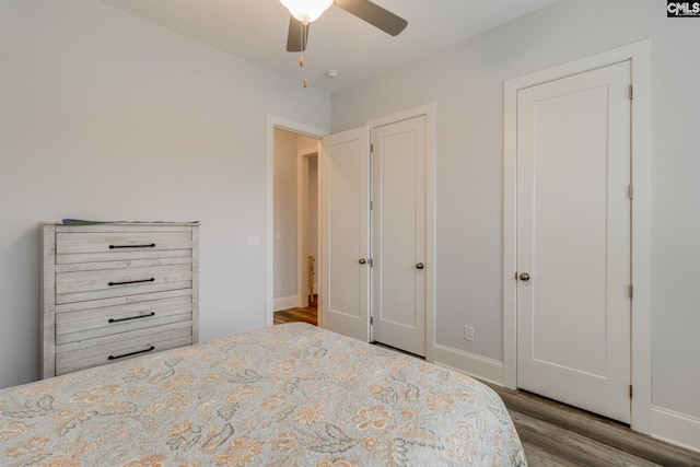 233 Pointe Overlook Dr, Chapin, SC 29036 - bedroom with wood finished floors, baseboards, and ceiling fan