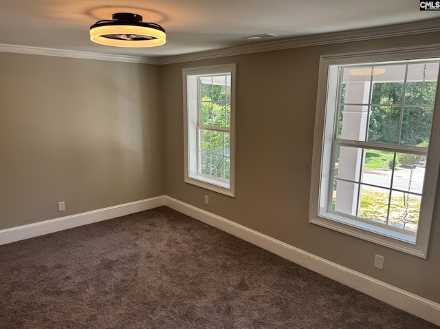 208 Juarez Ct, Columbia, SC 29206 - spare room featuring dark carpet, baseboards, and ornamental molding