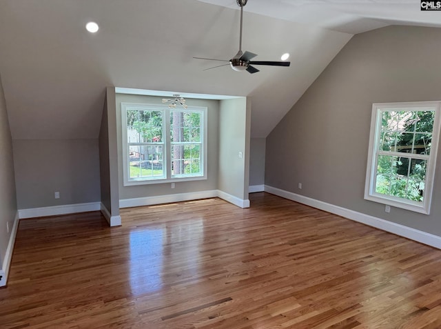 208 Juarez Ct, Columbia, SC 29206 - bonus room featuring vaulted ceiling, wood finished floors, a ceiling fan, and baseboards