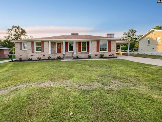 1920 Pennfield Dr, Columbia, SC 29223 - ranch-style house with crawl space, driveway, a porch, and brick siding