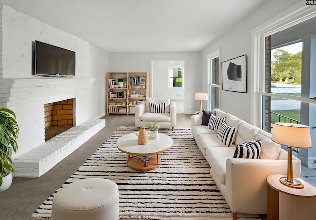 1920 Pennfield Dr, Columbia, SC 29223 - carpeted living area featuring a fireplace