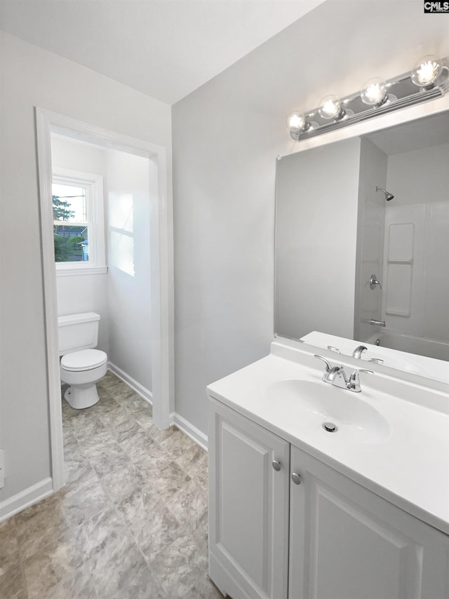 1920 Pennfield Dr, Columbia, SC 29223 - bathroom with toilet, baseboards, vanity, and shower / washtub combination
