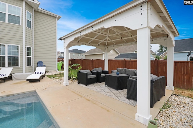 138 Long Cove Dr, Blythewood, SC 29016 - fenced backyard with outdoor lounge area, a patio area, and a gazebo