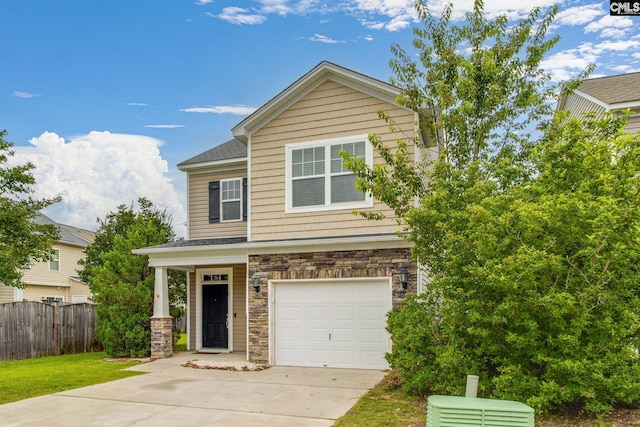 301 Chestnut Oak Ct, West Columbia, SC 29169 - view of front of home with stone siding, driveway, and an attached garage