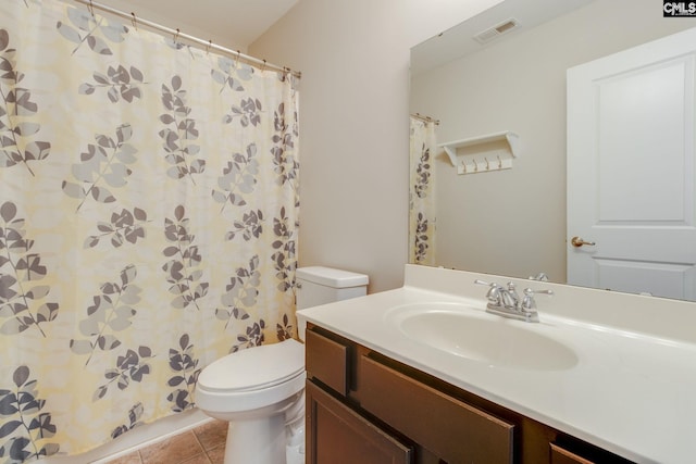 301 Chestnut Oak Ct, West Columbia, SC 29169 - full bathroom with toilet, vanity, tile patterned floors, and a shower with curtain