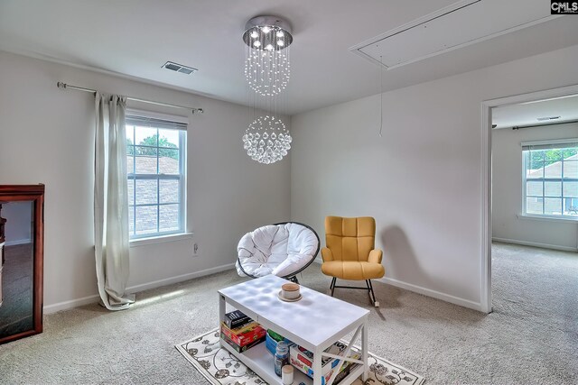 2121 Connor Way, Newberry, SC 29108 - sitting room with attic access, carpet, and baseboards