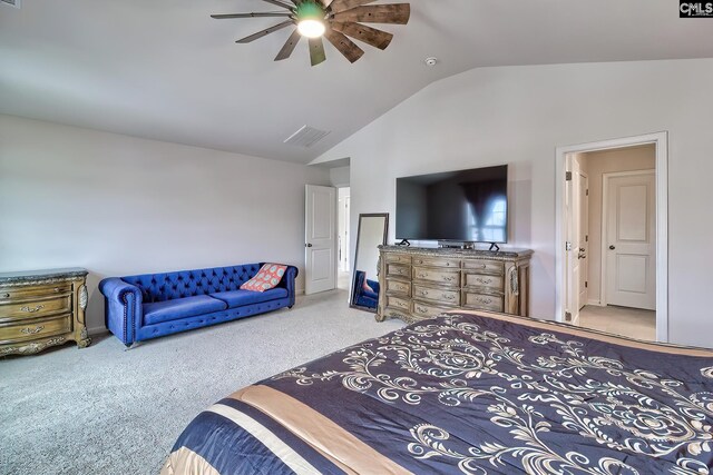 2121 Connor Way, Newberry, SC 29108 - carpeted bedroom featuring vaulted ceiling and ceiling fan