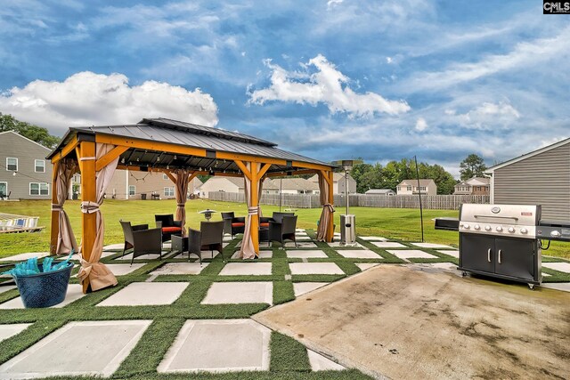 2121 Connor Way, Newberry, SC 29108 - view of patio featuring a gazebo, outdoor lounge area, a grill, and a residential view