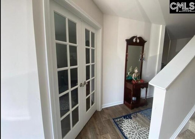 2121 Connor Way, Newberry, SC 29108 - foyer featuring french doors, wood finished floors, stairway, and baseboards